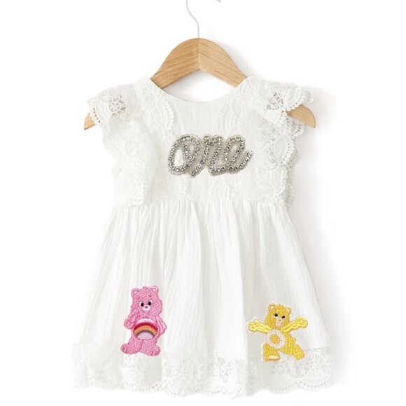 Care Bears Dress First Birthday Outfit Clothes Smash Cake Funshine Sheer Wish